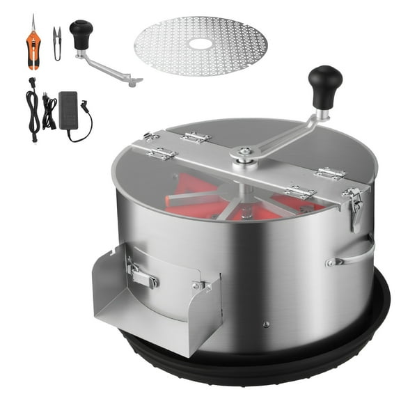 KFFKFF Electric Bud Leaf Trimmer, 2-in-1 Manual and Electric Operation, 16-Inch Trimmer with Stainless Steel Blades, Transparent Lid, Suitable for Wet and Dry Plant Trimming with Collection Tray