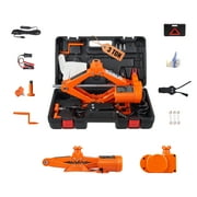 KFFKFF Electric Car Jack,3 Tons Capacity,12V DC Scissor Lift Jack, Includes Dual Saddles & Remote, Compact Design for Cars, SUVs, Trucks Tire Replacement