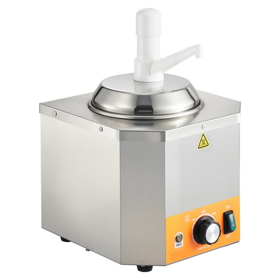 KFFKFF Commercial Electric Sauce Warmer, Hot Fudge Warmer,Cheese Dispenser 2.4L86-230 Temp AdjustablePlastic Pump Dispenser