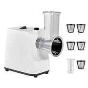 KFFKFF Electric Cheese Grater and Salad Maker, 200W Vegetable Slicer and Shredder with 5 Attachments, Stainless Steel Food Processor for Fruits, Vegetables, and Cheeses