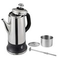 thumbnail image 1 of KFFKFF Electric Coffee Pot with 12-Cup Capacity, Crafted from 304 Stainless Steel, Features Keep Warm Functionality and Heat-Safe Handle, Traditional Coffee Brewer, Fast Brewing Silver, 1 of 9