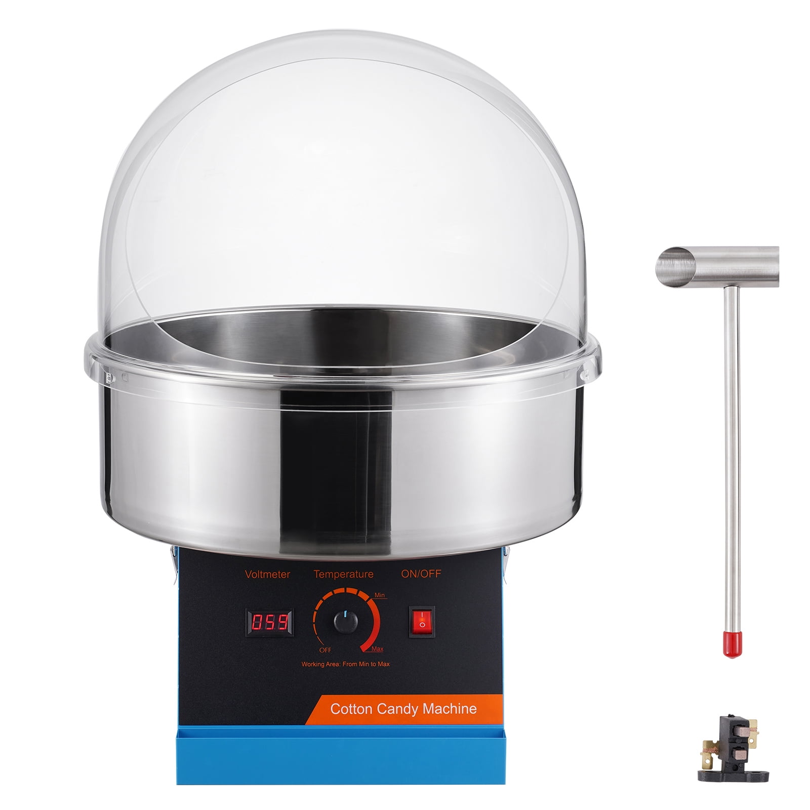 KFFKFF Electric Cotton Candy Maker, 1000W for Making Candy Floss, Includes Cover, Stainless Bowl & Sugar Scoop, Ideal for Kids' Birthdays & Family Gatherings (Blue)