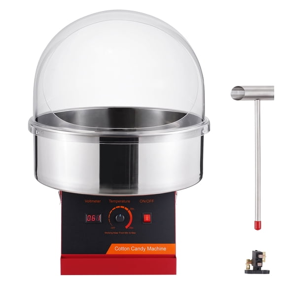 KFFKFF Electric Cotton Candy Maker, 1000W for Making Candy Floss, Includes Cover, Stainless Bowl & Sugar Scoop, Ideal for Kids' Birthdays & Family Gatherings (Red)