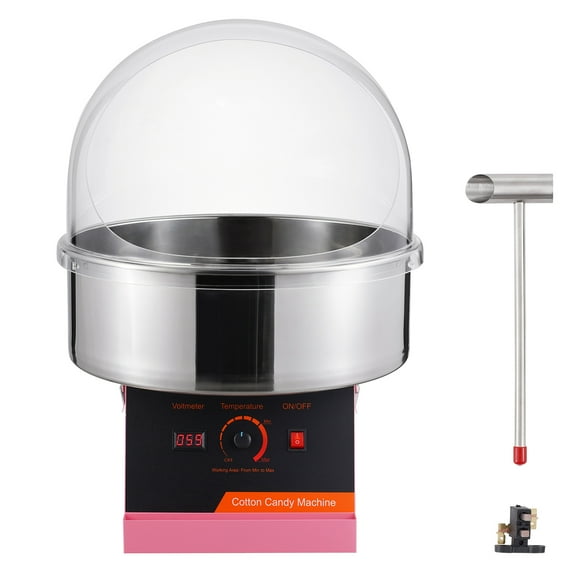 KFFKFF Electric Cotton Candy Maker, 1000W for Making Candy Floss, Includes Protective Cover, Stainless Bowl & Sugar Scoop, Ideal for Children's Birthdays & Family Gatherings (Pink)