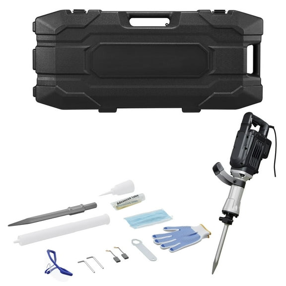 KFFKFF Electric Demolition Jack Hammer, 3000W Heavy-Duty Concrete Breaker, 1700 BPM with Point Chisel, Carrying Case, Safety Gear, Suitable for Concrete, Walls, Bricks, Tiles, and Foundations