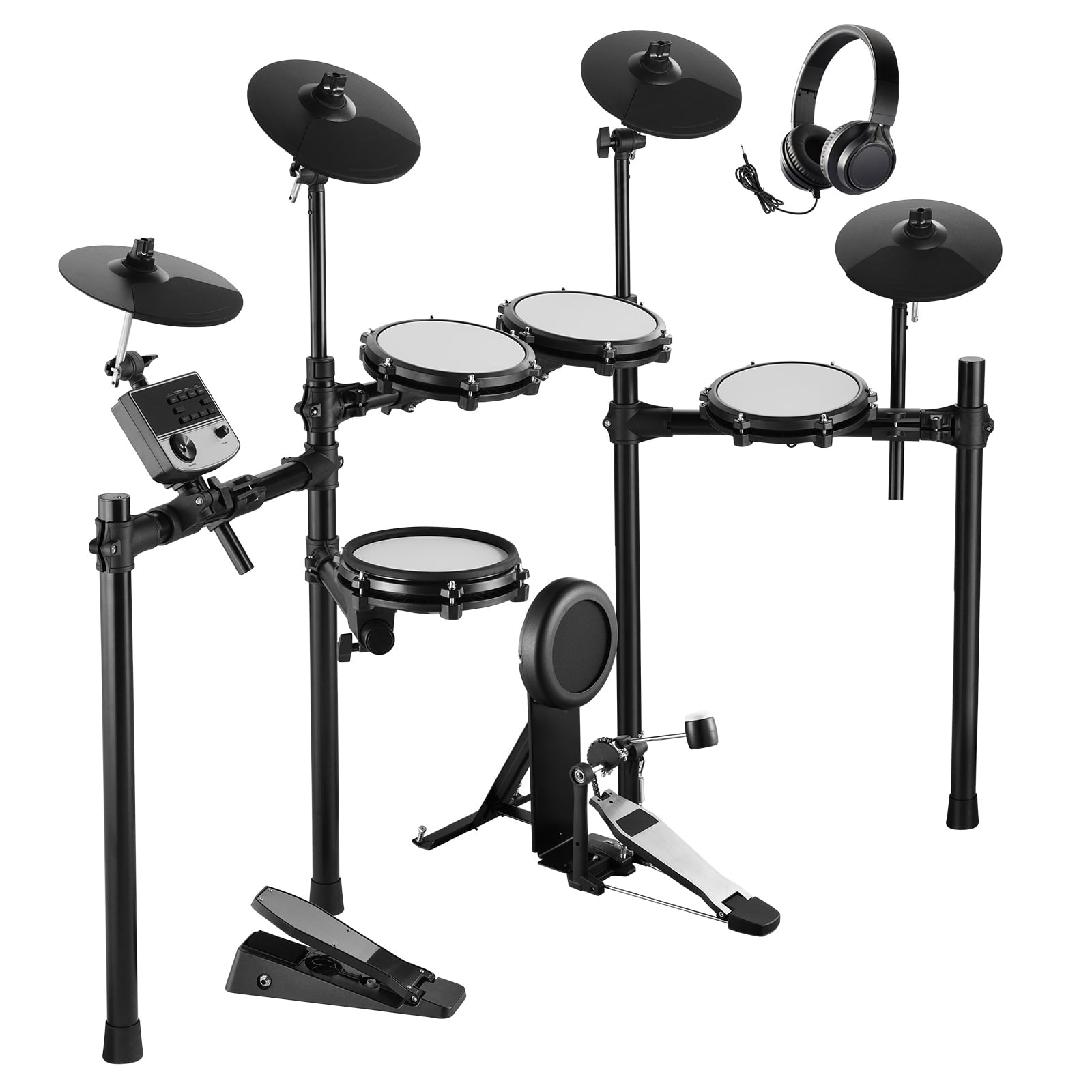 KFFKFF Electric Drum Set with 32 Drum Kits & 480 Sounds, USB MIDI Compatible 8-Piece Quiet Mesh Snare Kit, Includes 10-Inch Cymbals, Drumsticks, and Headphones, Ideal for Beginners and Adults