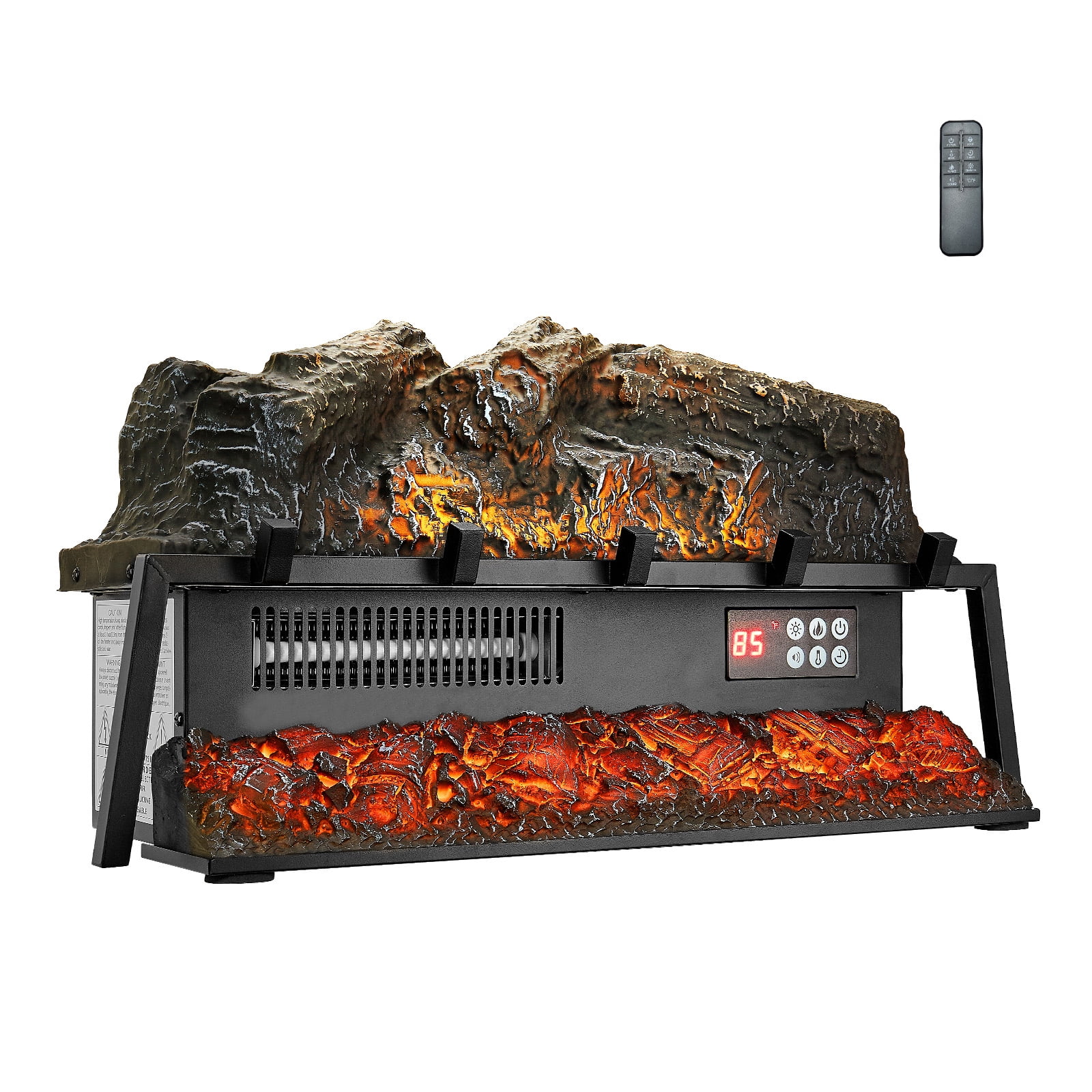KFFKFF Electric Fireplace Log Heater, 25-Inch Insert with Crackling Sound, Remote Control, Adjustable Flame Brightness, Timer, Overheat Protection, and Thermostat for Home Decoration, Black