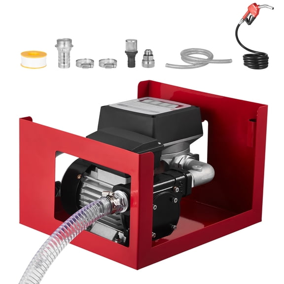 KFFKFF Electric Fuel Transfer Pump 110V, 16 GPM 60 L/min, AC Oil Pump for Diesel, Kerosene, and Biodiesel, Includes Meter, Automatic Nozzle & Dual Hoses, 45 ft/13.7 m Lift