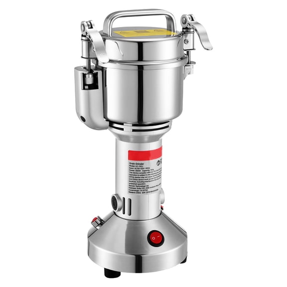 KFFKFF Electric Grain Mill Grinder, 0.3 lbs Commercial Spice Grinder, 850W High-Speed Stainless Steel Powder Machine for Dry Grains, Spices, Cereals, Coffee, Corn, and Pepper, Straight Design