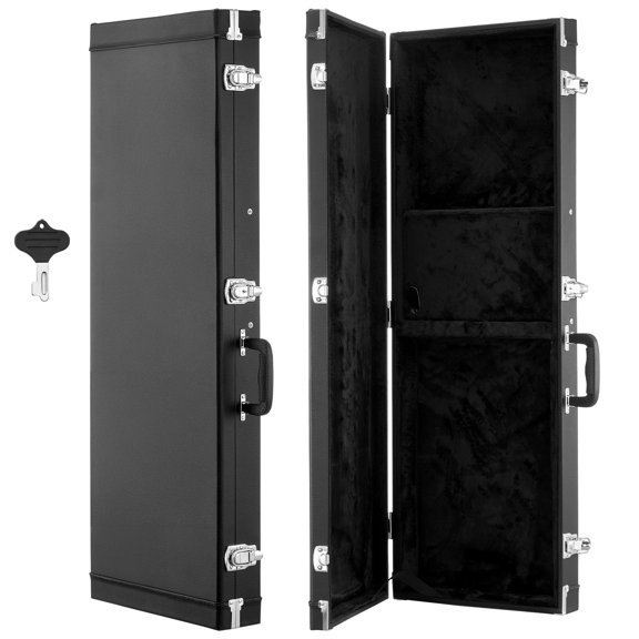 KFFKFF Electric Guitar Hard Case, 41.3-Inch Rectangular Wooden Protective Carrying Case with Lock, Padding, Accessory Compartment, and Key, Suitable for 39-Inch Tele/ST Electric Guitars, Black