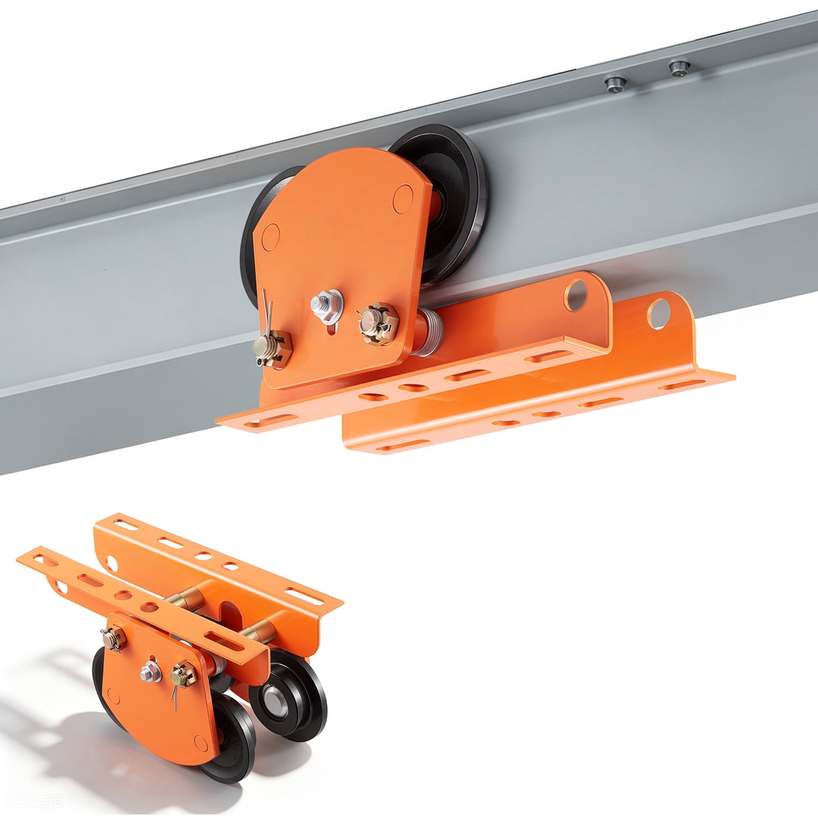 KFFKFF Electric Hoist Manual Trolley, 2200 lbs/1 Ton Capacity for PA600-PA1000, Adjustable Push Beam Trolley with Dual Wheels, 2.68"-4.33" Beam Flange Width for Straight and Curved I-Beams
