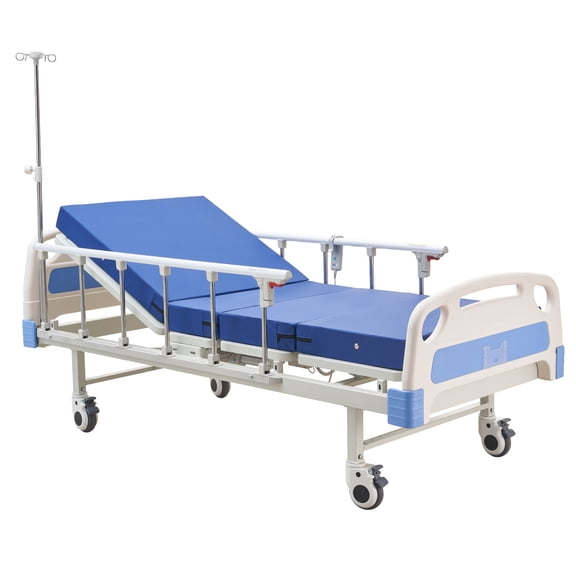 KFFKFF Electric Hospital Bed with Adjustable Backrest & Legrest, 5" Locking Wheels, High-Density Foam Mattress, 550 lbs Capacity for Home or Medical Use