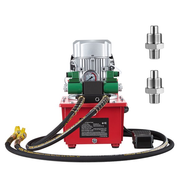 KFFKFF Electric Hydraulic Pump, 750W 10,000 PSI, 120V Double Acting Power Unit with Pedal Switch, 2.1 Gal / 8L Capacity, Suitable for Punching, Bending, and Double Acting Cylinders