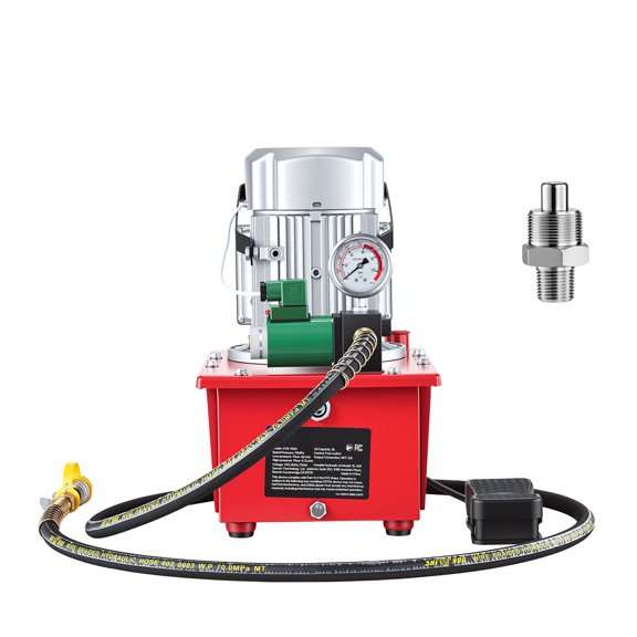 KFFKFF Electric Hydraulic Pump, 750W 10,000 PSI, 120V Single Acting Power Pack Unit with Solenoid Valve and Pedal Switch, 2.1 Gal / 8L Capacity, Suitable for Punching, Bending