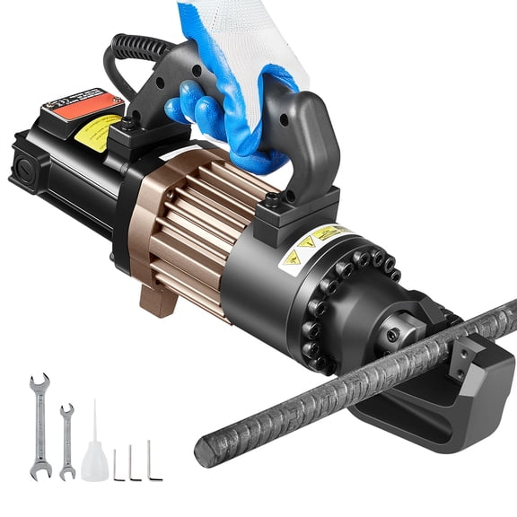 KFFKFF Electric Hydraulic Rebar Cutter, 1500W Portable Tool for Cutting Rebar up to 7/8 Inch (4-22mm) in 2.5 Seconds, High-Power Steel Cutter with Oil Can and Accessories, Black RC-22