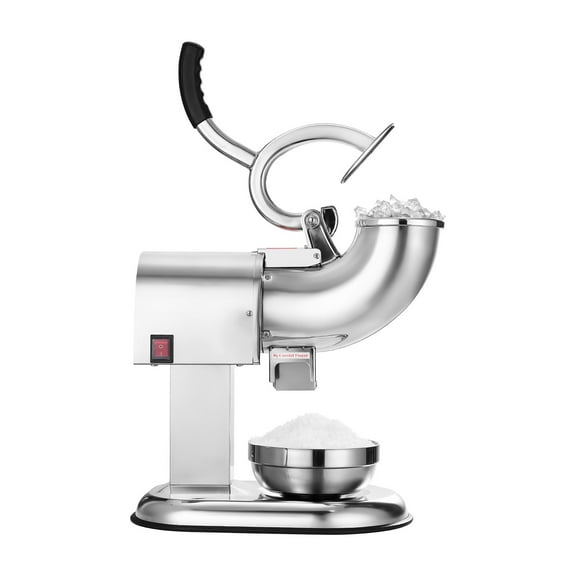 KFFKFF Electric Ice Crusher Machine, 440lbs/H Shaved Ice Maker with 4 Blades, Stainless Steel Design, 350W 1400RPM Snow Cone Machine for Home and Business Use, Includes Bowl and Cover, Silver