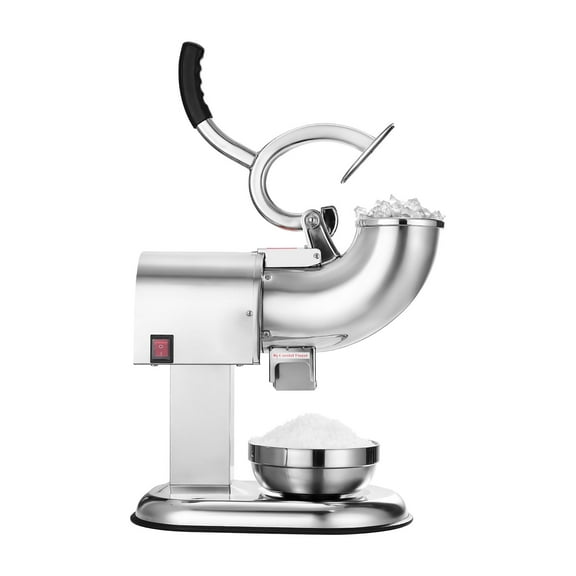 KFFKFF Electric Ice Crusher Machine, 440lbs/H Shaved Ice Maker with 4 Blades, Stainless Steel Snow Cone Machine with Bowl and Cover, 350W 1400RPM for Home and Commercial Applications, Silver