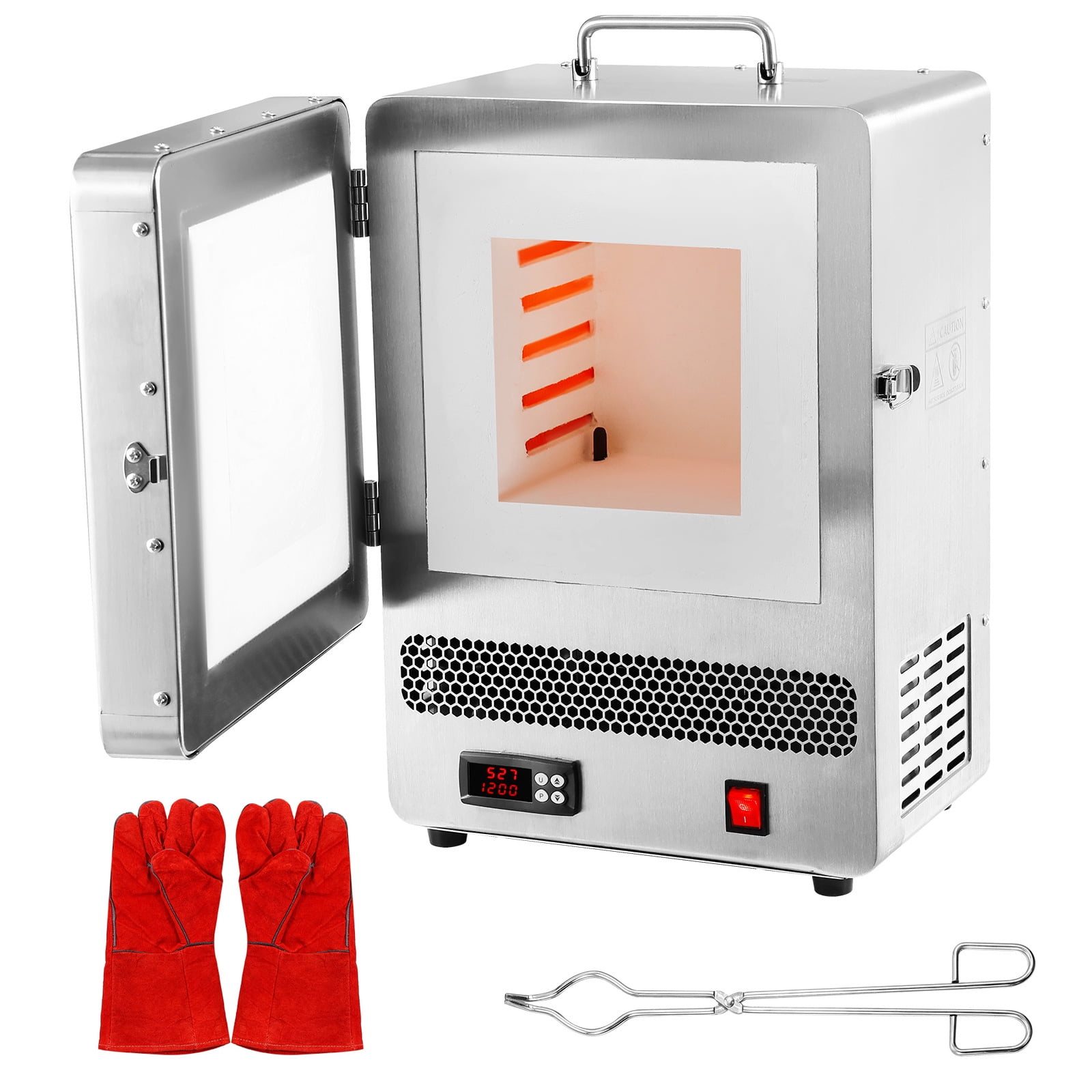 KFFKFF Electric Kiln, 1500W Electrical Smelting Furnace, Peak Heat 2192鈩?1200鈩? Stainless Steel Electrical Kiln for Wax Molding, Clay Metal DIY, Metal Hardening, Pottery Glaze