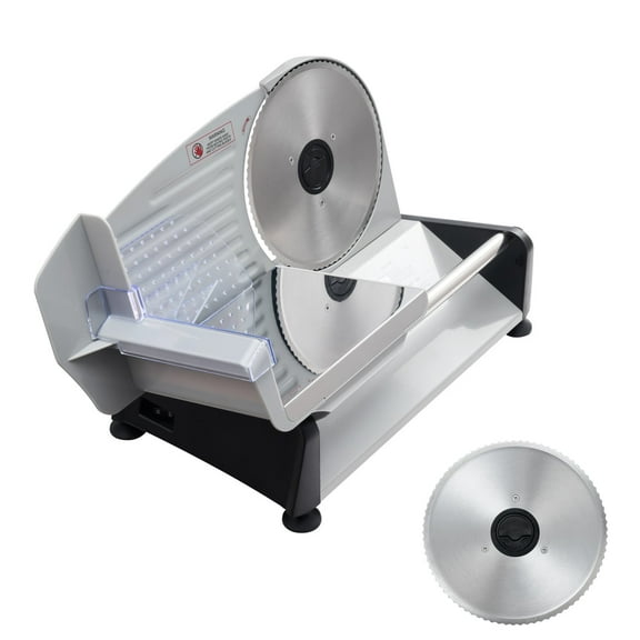 KFFKFF Electric Meat Slicer, 200W Deli Slicing Machine with 7.5-inch Blade, Adjustable Thickness 0-0.6 in, 70-100 RPM Speed, Ideal for Frozen Meat, Ham, Bread, and Steak