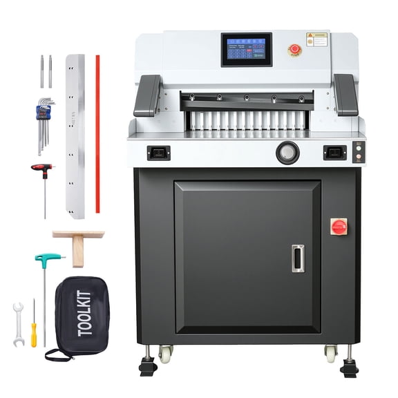 KFFKFF Electric Paper Cutter, 1100W Heavy-Duty Machine with 20.28 in Cutting Width, 3.15 in Cutting Capacity, Electric Guillotine Trimmer with Casters and 7 in Touchscreen, Ideal for Print Shops