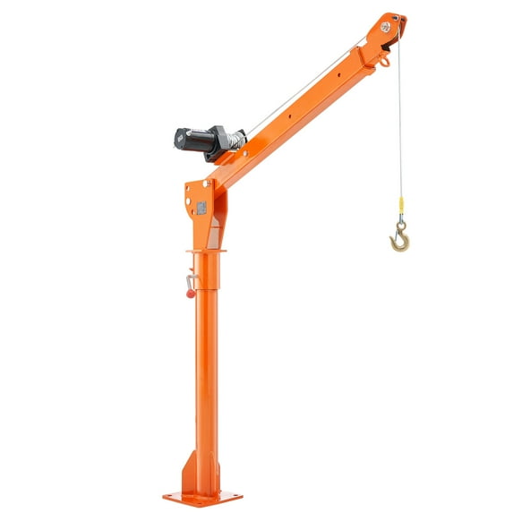 KFFKFF Electric Pickup Truck Crane, 1100 lbs Capacity, Folding Truck-Mounted Bed Crane with 3500 lbs Electric Winch, Steel Jib Crane Hoist with 360° Rotation for Lifting in Construction