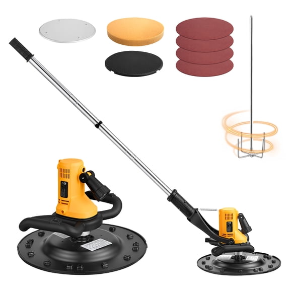 KFFKFF Electric Power Trowel, 800W Concrete Finishing Tool with Mixing Rod, 6-Speed Adjustable 120–200 RPM, Durable Trowel Discs, Extension Handle, Cement Floor Smoothing Machine