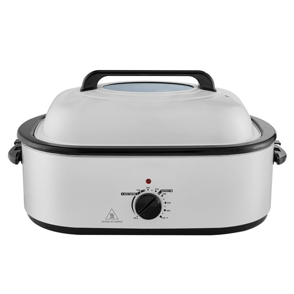 KFFKFF Electric Roaster Oven, 22 QT Capacity with Self-Basting Lid, 1450W Power, Features Defrost & Warm Settings, Adjustable Temperature Control, Includes Removable Pan & Rack
