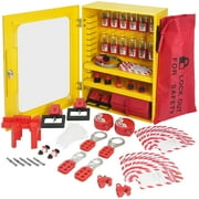 KFFKFF Electric Safety Lockout Kit, 59 Piece Set, Includes Lockout Station with Padlocks, Hasps, Labels, Ties, Plug Securing Device, Circuit Breaker Securing Devices, Valve Securing Devices