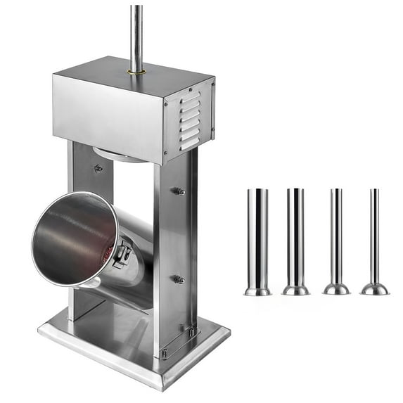 KFFKFF Electric Sausage Stuffer, 25 LBS / 12 L Vertical Meat Filler, Adjustable Speed Control with Foot Pedal, Durable Stainless Steel Design with 4 Stuffing Tubes, Suitable for Commercial and Home