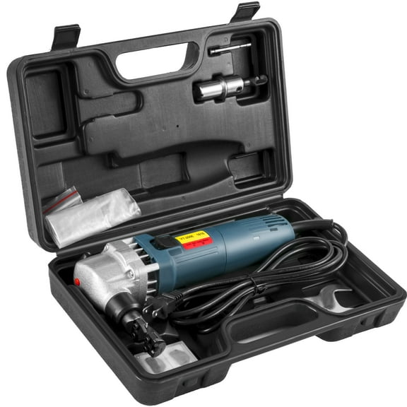 KFFKFF Electric Sheet Metal Cutter, 380W Motor, 1800RPM Speed, 1.8mm Cutting Thickness, Includes Spare Blades and Carrying Case, Suitable for Stainless Steel, Aluminum, and Plastic