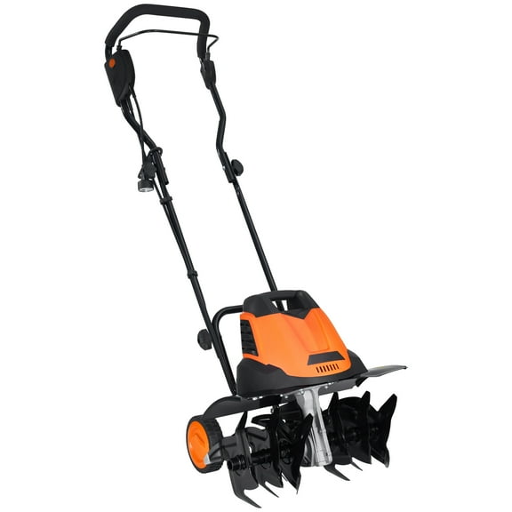 KFFKFF Electric Soil Digger, 12 Amp, 18" Width and 3.94" Depth, Corded Tiller/Cultivator with Steel Mn Tines, Rototiller for Garden and Lawn Soil Excavation