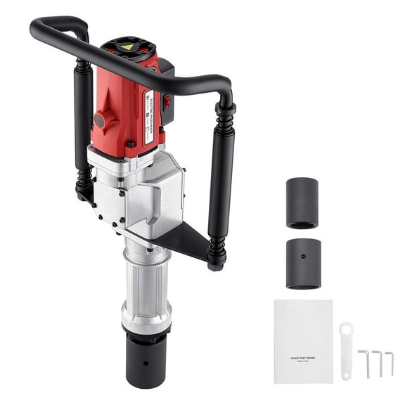 KFFKFF Electric T Post Driver, 2200W Handheld Post Pounder with 2.17 in/55mm and 2.76 in/70mm Sleeves, Efficient Tool for Fence Installation, Metal Fencing, Farms, Gardens, Construction, Landscaping