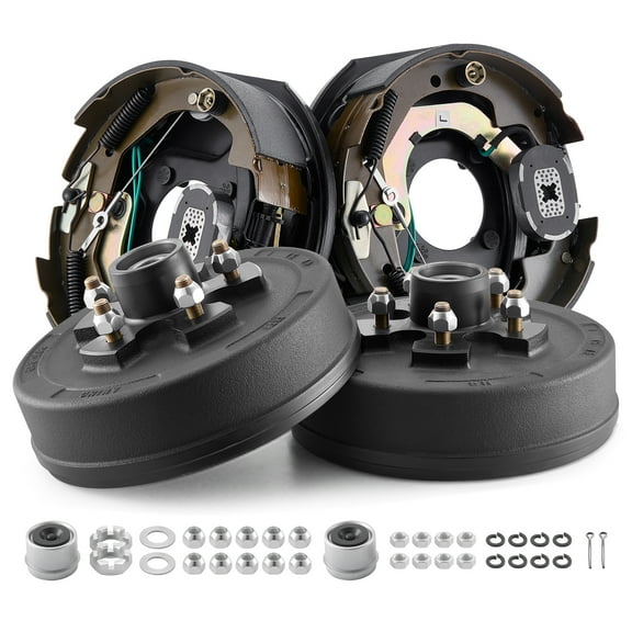 KFFKFF Electric Trailer Brake Assembly, 10 x 2-1/4 Inch, Self-Adjusting Brakes Kit for 3500 lbs Axle, Backing Plates for Brake System Replacement, Compatible with Trailers and RVs