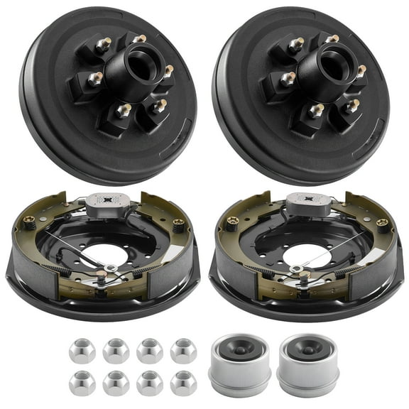 KFFKFF Electric Trailer Brake Assembly, 12 x 2 Inch, Self-Adjusting Brakes Kit for 6000 lbs Axle, Backing Plates for Brake System Replacement, Compatible with Trailers and RVs