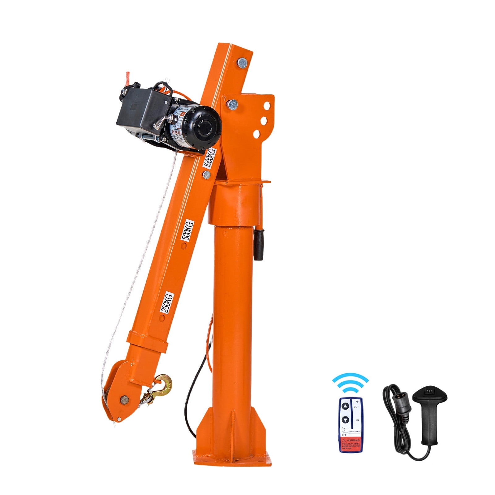 KFFKFF Electric Truck Crane, 2200 lbs Capacity with 12V 6000 lbs Electric Winch, 360° Rotating Telescopic Boom, Durable Galvanized Steel, Foldable Design for Lifting Machinery and Lumber
