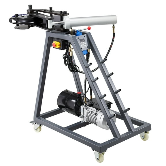 KFFKFF Electric Tube Bending Machine, 750W Tubing Bender with 6L Hydraulic Cylinder, Portable Pipe Bender with Wheels, Includes 3 Dies & 180 Bending Capability, Compatible with 3/4 to 2 inch Pipes