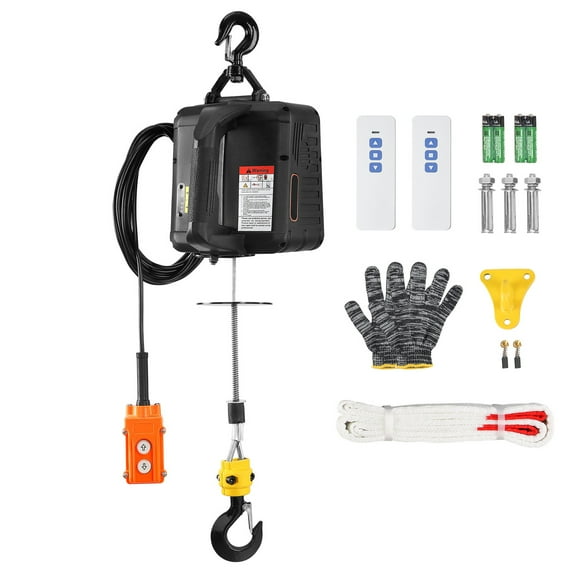 KFFKFF Electric Winch Hoist 3-in-1, Portable Crane with 1100lbs Capacity, 1500W, 110V/120V, 22.9 ft Lifting Range, Speed of 13 ft/min, Includes Manual, Wired & Wireless Remote Control