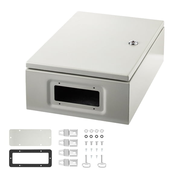 KFFKFF Electrical Enclosure, Crafted from Carbon Steel, Dimensions 16x12x6 inches, Features a Swing Door, Rated IP66 for Water and Dust Protection, Ideal for Exterior Applications