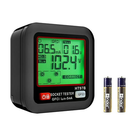 KFFKFF Electrical Outlet Diagnostic Tool, GFCI Circuit Analyzer, Digital Screen Wiring Error Identifier for 7 Usual Wiring Issues, 3-Pin Plug Examiner with Automatic Power Off