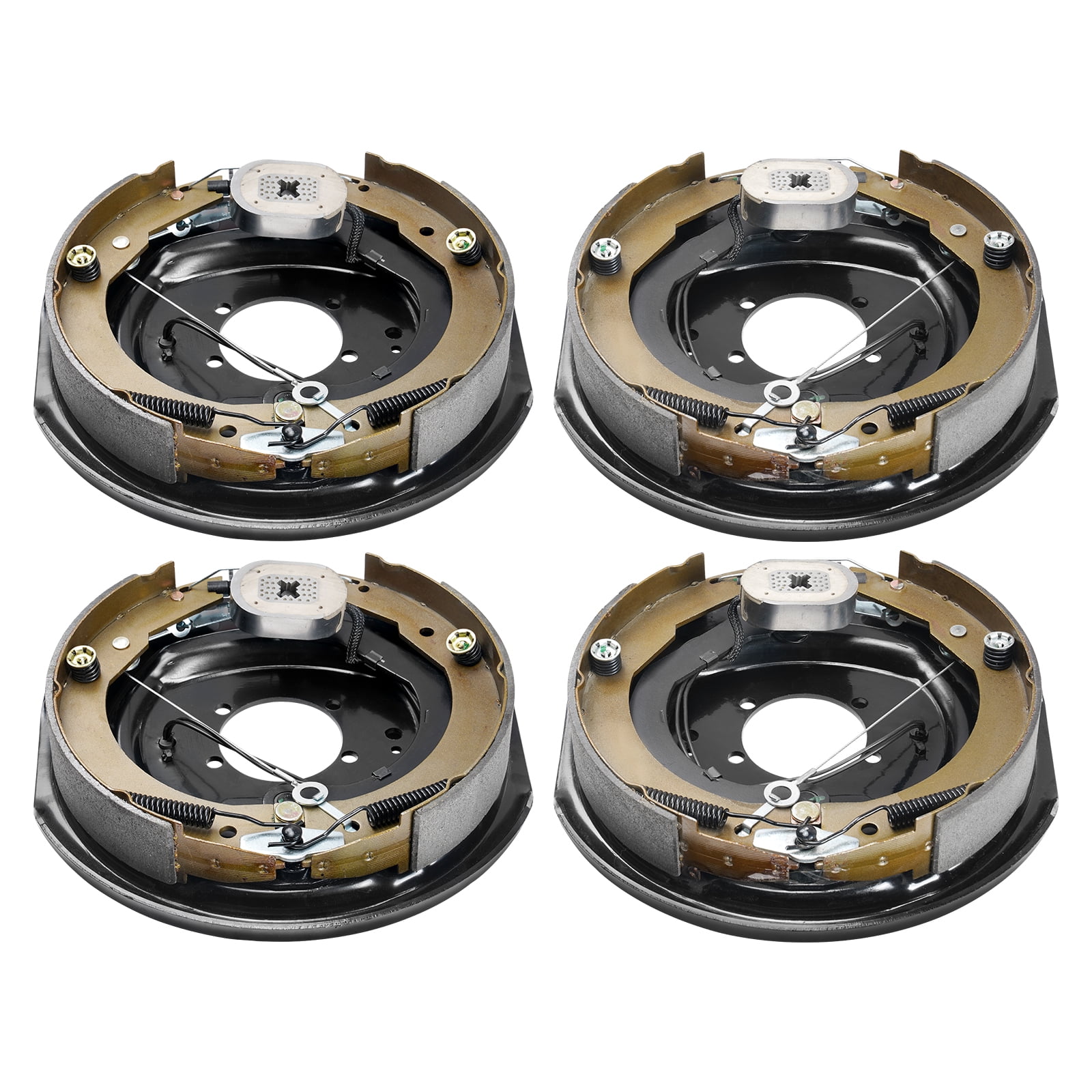 KFFKFF Electrical Towing Brake Assembly, Dimensions 12" x 2", Set of 2 Pairs Auto-Regulating Brake Kits Suitable for 7000 lbs Axle, 5-Point Installation, Support Plates