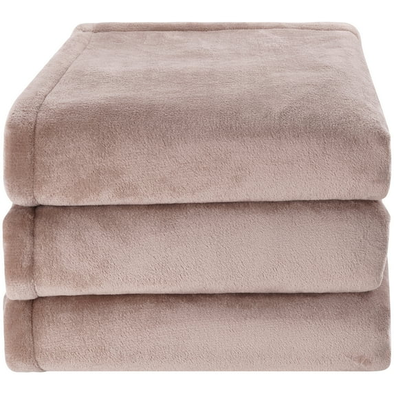 KFFKFF Electrically Heated Throw Blanket, Dimensions 84" x 90" for Queen Bed, Cozy Flannel Material with 10 Hour Auto Shut-off Timer & 5 Temperature Settings, Dual Control, Launderable (Beige)