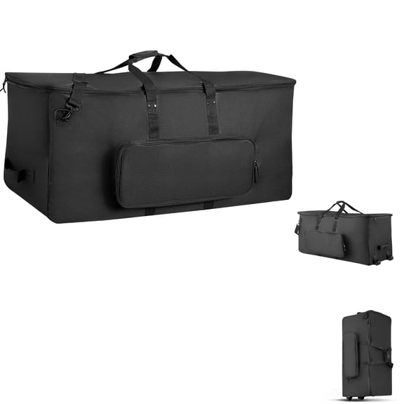 KFFKFF Electronic Drum Kit Bag, 600D Fabric, Padded Case with Wheels, Spacious 36.2 x 16.5 x 16.1 in Interior, Travel-Friendly Design with Adjustable Dividers and Extra Pockets, Black