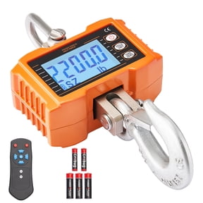 KFFKFF Electronic Hoist Scale, Capacity of 2200 lbs/1000 kg, Robust Industrial Grade Suspension Scale with Remote Operation, Cast Aluminum Enclosure & LCD Display, Precise for Building (Orange)