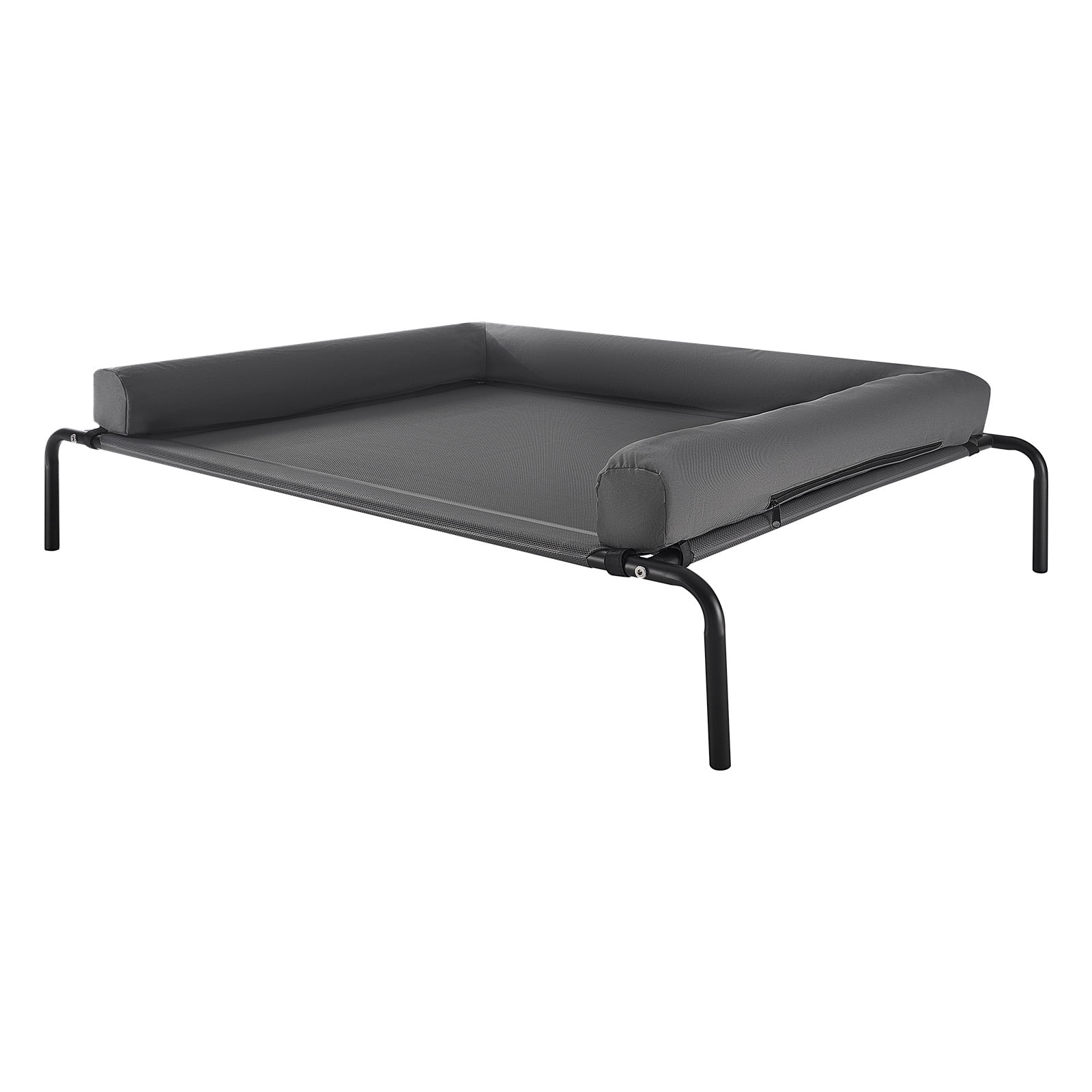 KFFKFF Elevated Dog Bed, 45" X 38" Pet Bed with Removable Pillow, Breathable Mesh, Durable Bed for Large Pet, Gray