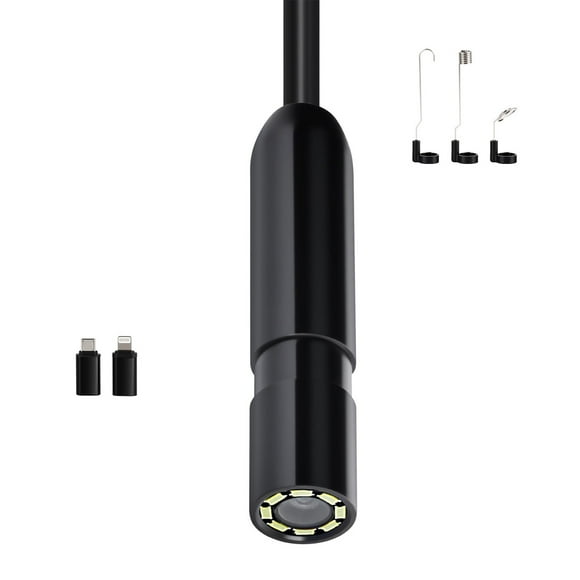KFFKFF Endoscope Camera with 49.2FT Semi-Rigid Cable, 1920P HD Borescope for Android & IOS, Inspection Camera with Light - 8 LED, 2X Zoom, IP67 Waterproof Snake Camera for Automotive and Plumbing