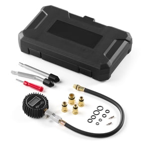 KFFKFF Engine Cylinder Compression Tester Kit with Pressure Gauge (10-200 PSI), Includes 4 Adapters and Straight & Angled Metal Tubes for Cars and Motorcycles