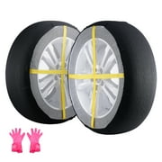 KFFKFF Enhanced Tire Snow Socks, Durable Polyester with Flexible Bands, Winter Traction Covers for Cars, SUVs, Pickups, Trucks - 2 Pack, XL