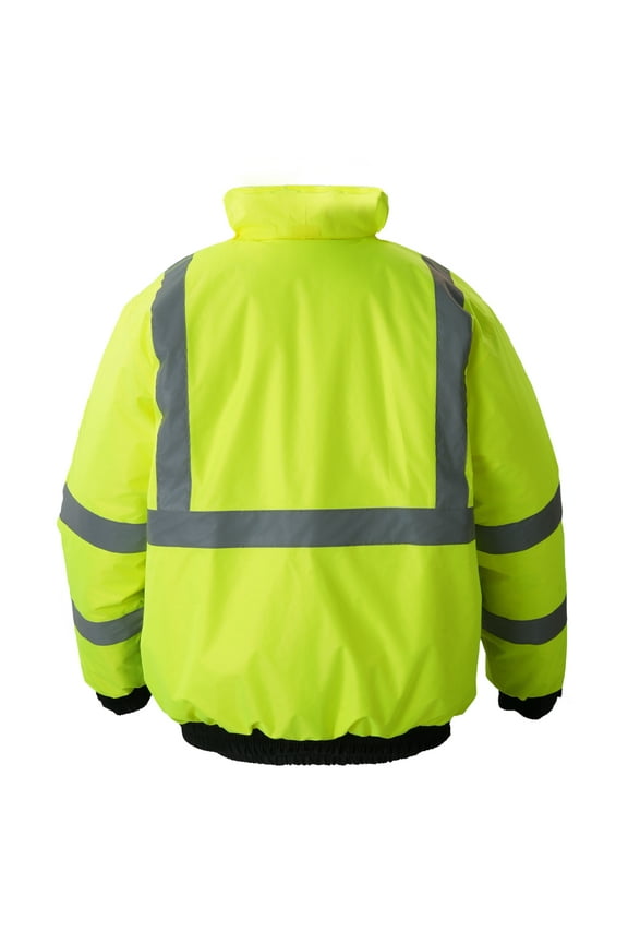 Enhanced Visibility Safety Outerwear, Water-Resistant Winter Sweatshirt, Job Site Jacket with Storage, Weather Protection Attire Compliant with ANSI & Class 3, Size L