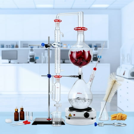 KFFKFF Essential Oil Distillation Kit 2000ml Distillation Apparatus 28 pcs Set