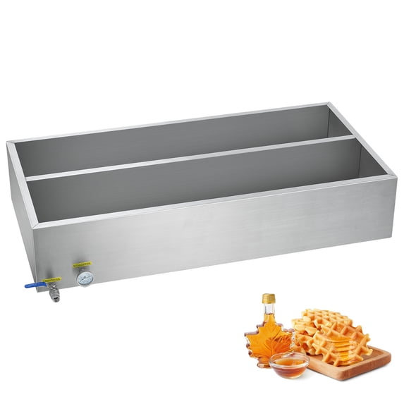 KFFKFF Evaporation Pan for Maple Syrup, Capacity of 47 Gallons, Produces 683 Servings of 8.8oz Syrup, Equipped with Thermometer and 1 Valve, Offers 3 Ways of Heating
